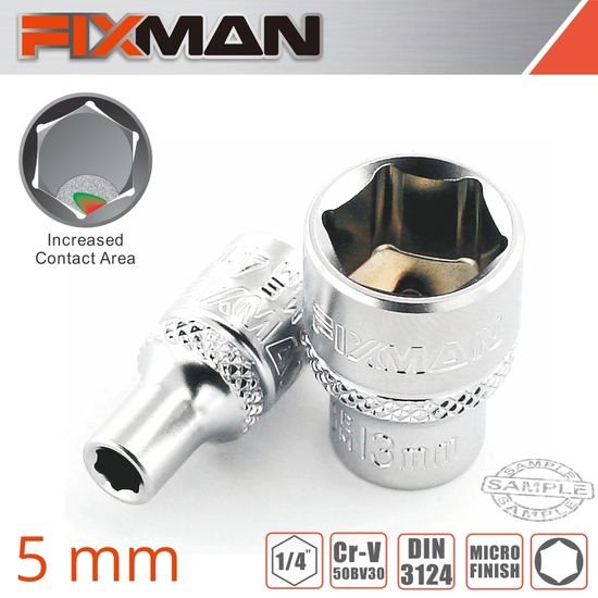FIXMAN 1/4" Drive Hex Socket 5mm